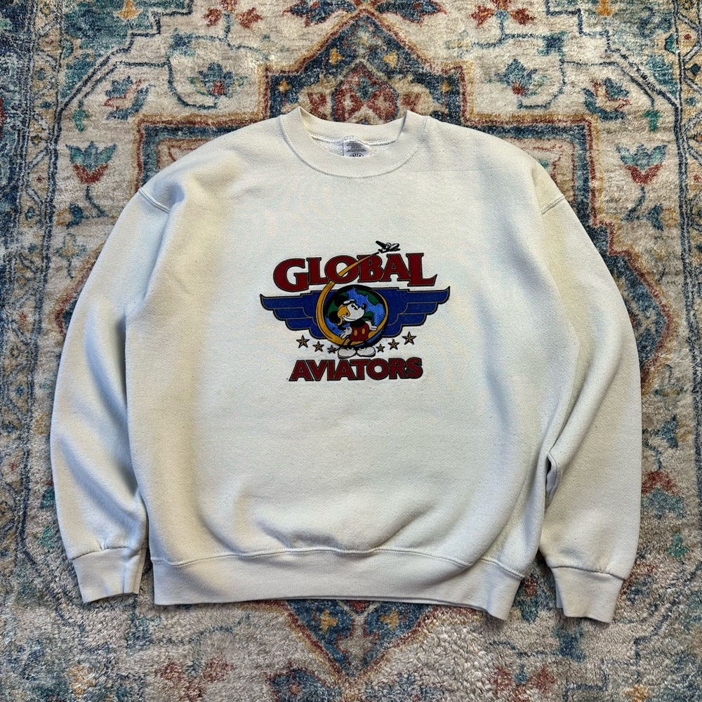 Vintage Disney Mickey Mouse Global Aviators Crewneck Large - Picture 1 of 6